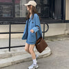 Luck A Women Sets Corduroy Simple Loose Blazer+ Female High Waist Mini Skirts Suits Ins Chic Elegant Retro Casual Soft
