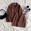 Luck A Women Sets Corduroy Simple Loose Blazer+ Female High Waist Mini Skirts Suits Ins Chic Elegant Retro Casual Soft
