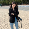 Lucyever 2023 Autumn Blazers Coats Women Korean Style Notched Single Breasted Outwear Ladies Basic Long Sleeve Office Blazer