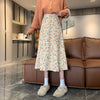 Lucyever 2023 Summer Floral Print Chiffon Skirt Women Korean Elastic High Waist Midi Skirts Femme Casual Loose A-Line Skirts