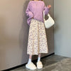 Lucyever 2023 Summer Floral Print Chiffon Skirt Women Korean Elastic High Waist Midi Skirts Femme Casual Loose A-Line Skirts