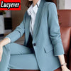 Lucyever  Office Work Blazer Women Korean Notched Pockets Long Sleeve Coat Ladies 2023 Autumn Casual Suit Jacket