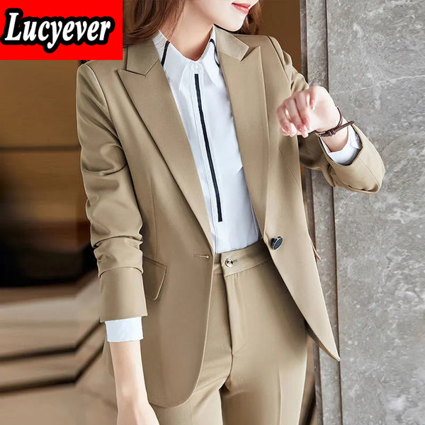 Lucyever  Office Work Blazer Women Korean Notched Pockets Long Sleeve Coat Ladies 2023 Autumn Casual Suit Jacket