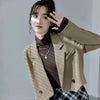 Lucyever Solid Blazers Women 2023 Autumn Notched Clothing Design Cropped Blazer Ladies Korean Style Simple Office Crop Jacket