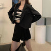 Lucyever Solid Blazers Women 2023 Autumn Notched Clothing Design Cropped Blazer Ladies Korean Style Simple Office Crop Jacket