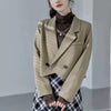 Lucyever Solid Blazers Women 2023 Autumn Notched Clothing Design Cropped Blazer Ladies Korean Style Simple Office Crop Jacket