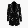 Luxurious Designing Plus Size XXXL Handmade Bees Beading Blazers Notched High Street Women Velvet Long Qaulity Blazer