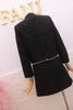 Autumn Winter Tweed Suit Set Women's Black Shiny Sequins Pearls Beaded Coats Tops And Slim Elegant Skirt Suits Set NS552