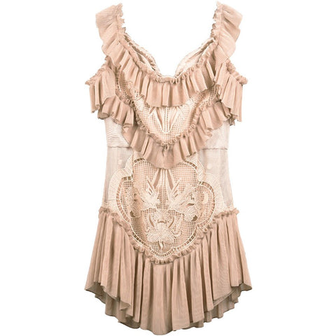 Luxury Brand 2022 Summer Dress Women Sexy Off The Shoulder Vocation Beach Style Mini-dress Floral Embroidery LaceRuffle Dress