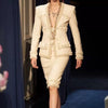 Brand Blazers Women Set Two Piece Suits Runway Designers Elegant 2022 Autumn Winter Suit Jacket Coat Midi Skrits Outfits