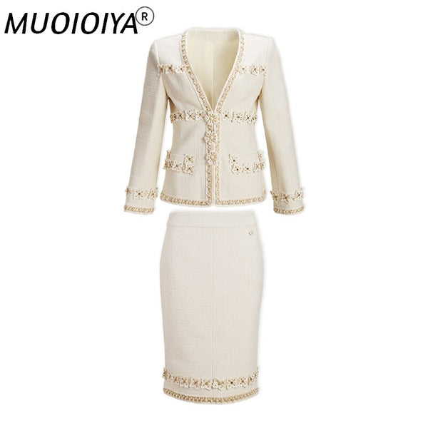 Brand Blazers Women Set Two Piece Suits Runway Designers Elegant 2022 Autumn Winter Suit Jacket Coat Midi Skrits Outfits