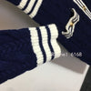 Design 2022 autumn letter single breasted stripe contrast waist elastic knitted long sleeve women's dress