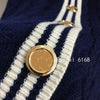 Design 2022 autumn letter single breasted stripe contrast waist elastic knitted long sleeve women's dress