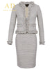 French Style Skirt Suits Tweed Wool Blazer Jacket Top Mini Skirt Two Piece Sets Women Office Ladies Formal Work