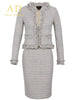 French Style Skirt Suits Tweed Wool Blazer Jacket Top Mini Skirt Two Piece Sets Women Office Ladies Formal Work
