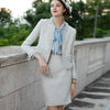 French Style Skirt Suits Tweed Wool Blazer Jacket Top Mini Skirt Two Piece Sets Women Office Ladies Formal Work