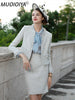 French Style Skirt Suits Tweed Wool Blazer Jacket Top Mini Skirt Two Piece Sets Women Office Ladies Formal Work
