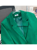 Green Blazers for Women Elegant Stylish Jacket Double Breasted Oversized Office Suits Casual Coats Autumn 2023