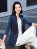 Satin Silk Blazer Lady 3/4 Sleeve Summer Thin Coat Formal Business Office Work Single Button Jacket Senior Streetwear