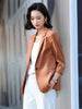 Satin Silk Blazer Lady 3/4 Sleeve Summer Thin Coat Formal Business Office Work Single Button Jacket Senior Streetwear