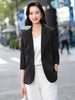 Satin Silk Blazer Lady 3/4 Sleeve Summer Thin Coat Formal Business Office Work Single Button Jacket Senior Streetwear
