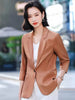 Satin Silk Blazer Lady 3/4 Sleeve Summer Thin Coat Formal Business Office Work Single Button Jacket Senior Streetwear