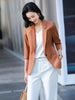 Satin Silk Blazer Lady 3/4 Sleeve Summer Thin Coat Formal Business Office Work Single Button Jacket Senior Streetwear