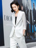 Satin Silk Blazer Lady 3/4 Sleeve Summer Thin Coat Formal Business Office Work Single Button Jacket Senior Streetwear
