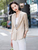 Satin Silk Blazer Lady 3/4 Sleeve Summer Thin Coat Formal Business Office Work Single Button Jacket Senior Streetwear
