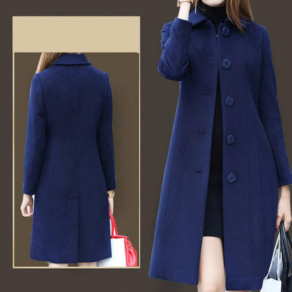Style Wool Coat Women Blazer Autumn Winter Mid-Length Single-Breasted Blazers Slim Blended Woolen Overcoat blazer mujer
