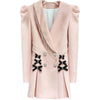 Women Party Tassel blazer dress Pink Spring Irregular collar Bow Diamond buttons jacket suit Ladies Club Slim INKEO 1O281
