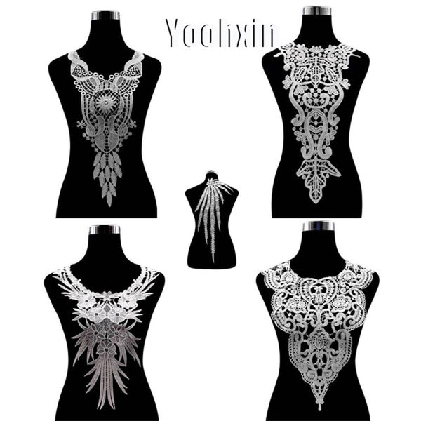 flower white Embroidery lace fabric trim ribbon DIY sewing bridal applique collar craft guipure dress wedding decor