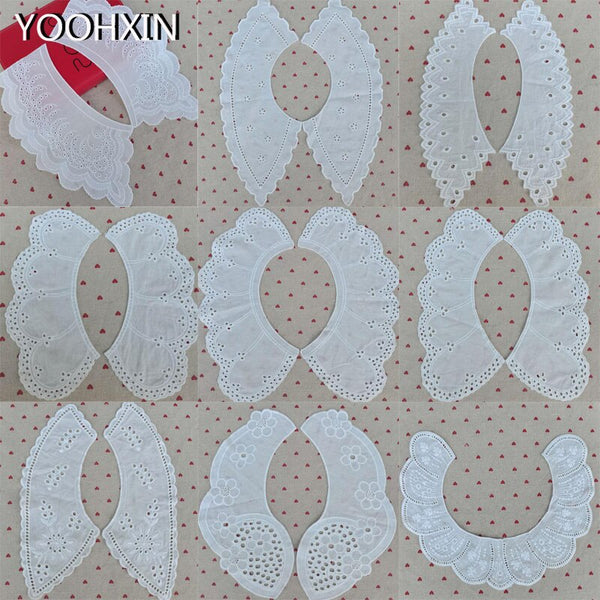white cotton Embroidery Lace Fabric DIY applique collar trim ribbon neckline craft Sewing guipure wedding dress decor