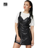 Faux Soft Leather Mini Dress Sexy Turn-down Collar Slim Pu Motorcycle Zipper Retro Black Leather Punk Sundress
