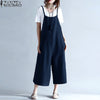 M-5XL Women Spaghetti Straps Wide Leg Harem Loose Long Pants Cargo Jumpsuit Cotton Romper Overalls Dungaree Plus Size