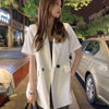 M GIRLS Blazers Women Notched Loose Lazy Leisure Streetwear All-match Short Sleeve Solid Plain Female Clothing Summer Breathable