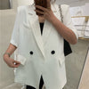 M GIRLS Blazers Women Notched Loose Lazy Leisure Streetwear All-match Short Sleeve Solid Plain Female Clothing Summer Breathable