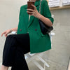 M GIRLS Blazers Women Notched Loose Lazy Leisure Streetwear All-match Short Sleeve Solid Plain Female Clothing Summer Breathable
