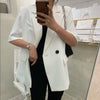 M GIRLS Blazers Women Notched Loose Lazy Leisure Streetwear All-match Short Sleeve Solid Plain Female Clothing Summer Breathable
