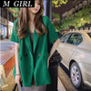 M GIRLS Blazers Women Notched Loose Lazy Leisure Streetwear All-match Short Sleeve Solid Plain Female Clothing Summer Breathable