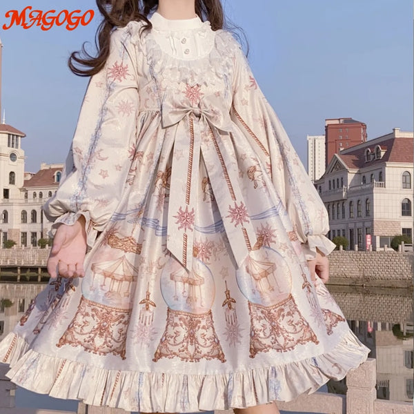 MAGOGO Original Flower OP Lolita Dress Women Costume Dress Kawaii Flower Dress  Sweet Dress Hot