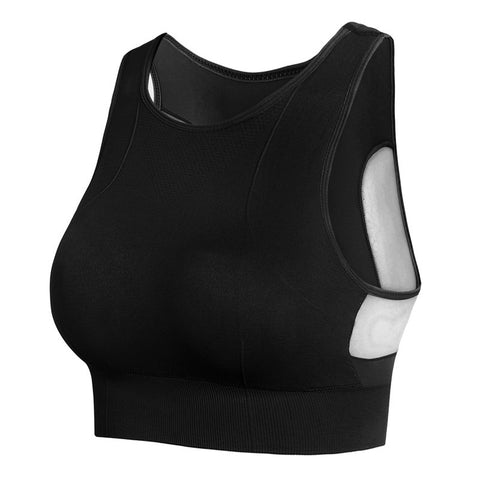 Mesh Shakeproof Padded Bra Workout Tank Tops,Breathable Hollow Out Bra Tops,Fitness Sexy Solid Push Up Women Crop Vest