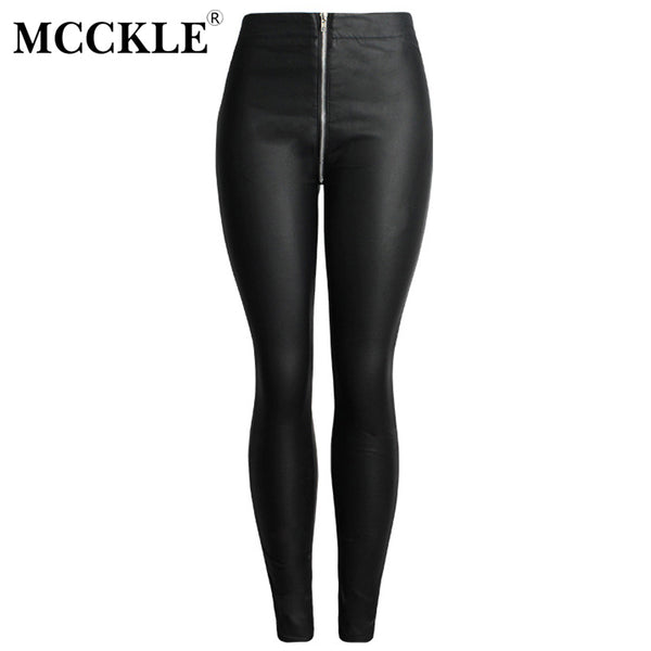 Women Black Sexy Leggings Female Fashion PU Leather Skinny Pants Long Trousers High Waist Zipper Pencil Pants Streetwear