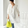 MICOCO Q1930C  Literature and art  Restoring ancient ways  Temperament melting  Bud silk  collage  loose  shirt  dress