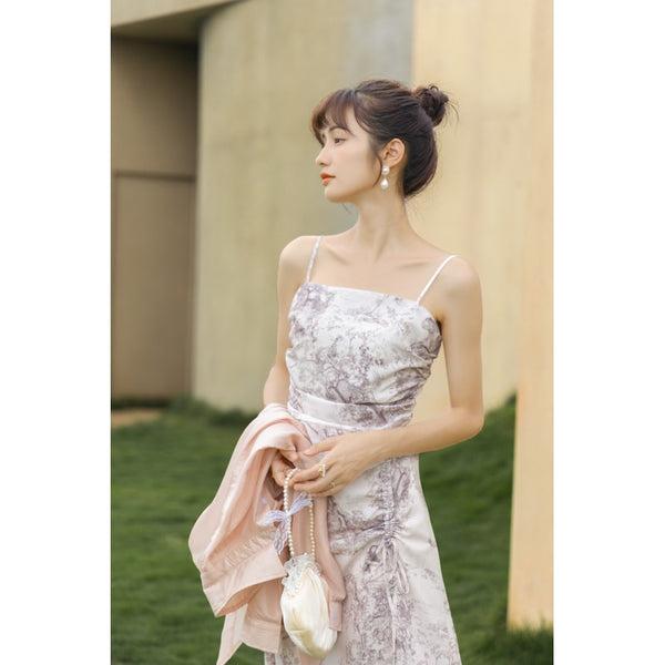 MISHOW 2022 2PCS Dress For Women Floral Printed Elegant Vintage Sleeveless Dress+Outerwear Long Sleeve Shirts Female MXA29L0375