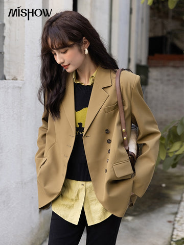 MISHOW Autumn 2023 Women's Blazers Solid Single Breasted Female Temperament Straight Office Lady Casual Suit Coats MXB31W0415