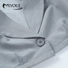 MIYOUJ 2022 2 Piece Cropped Blazer Women Two Ways To Wear Short Suits Female Long Sleeve Chic Set Stylish Elegant Silver