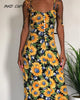 MKD LUFI Allover Floral Print Buttoned Cami Dress Women Spaghetti Strap Mid-calf Summer Dress