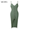 Sexy Deep V Neck Solid Split Dress Women Sleeveless Casual Summer Dress 2022 Sling Dresses Robe Femme party nightclub