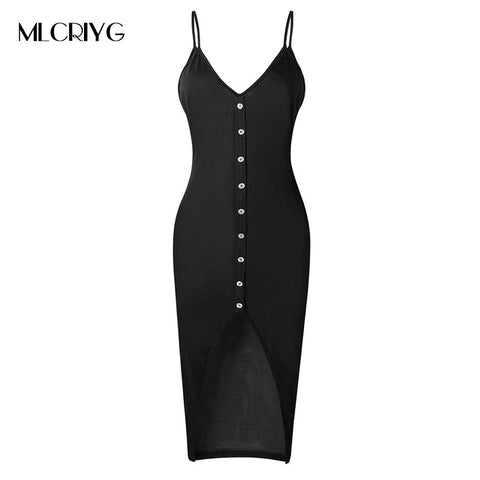 Sexy Deep V Neck Solid Split Dress Women Sleeveless Casual Summer Dress 2022 Sling Dresses Robe Femme party nightclub